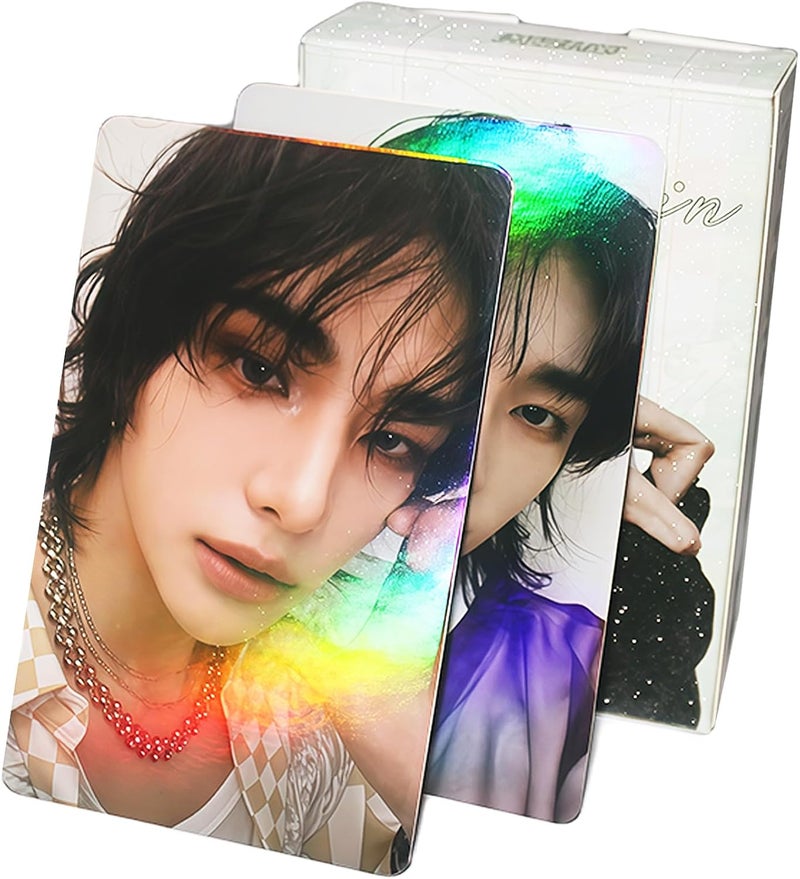 PYAJUU Stray Kids Laser Photocard 50pcs Stray Kids Album Photocard KPOP Straykids GIANT Photo Cards HOP Album Card Gift for Fans FELIX Photo Cards Bangchan Greeting Card HYUNJIN Postcard (Hyunjin) - Image 1